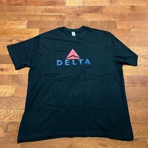 Delta Black T-Shirt with Red and Blue Logo